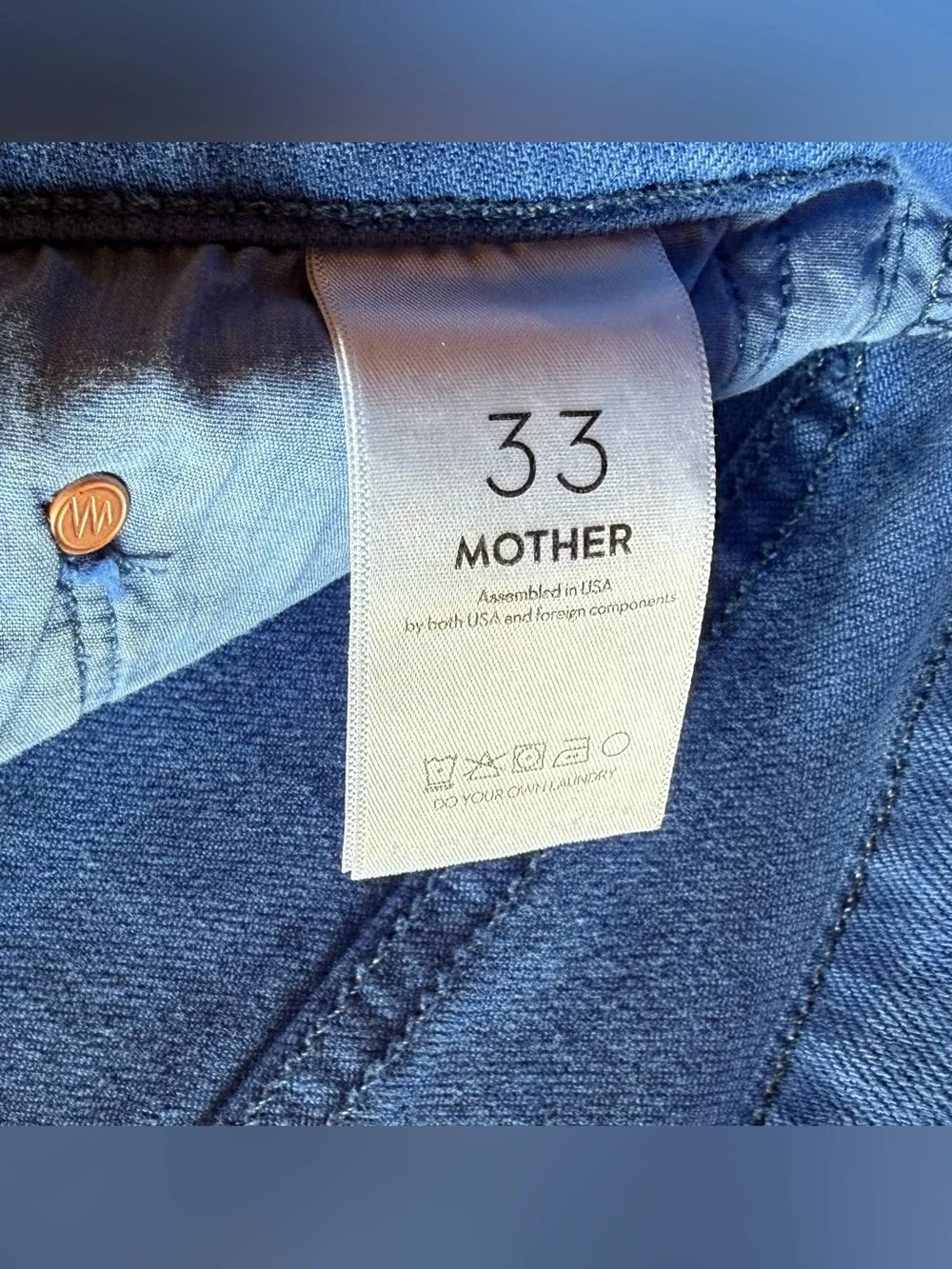 Mother Denim The Skipper Short N’ Long Fray 33 Cats And Dogs Victoria Blue $198
